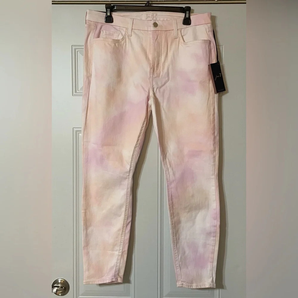 Jen7 by 7 for All Man Kind TieDye High Waist Cropped Skinny Jeans size 12 - Picture 3 of 10